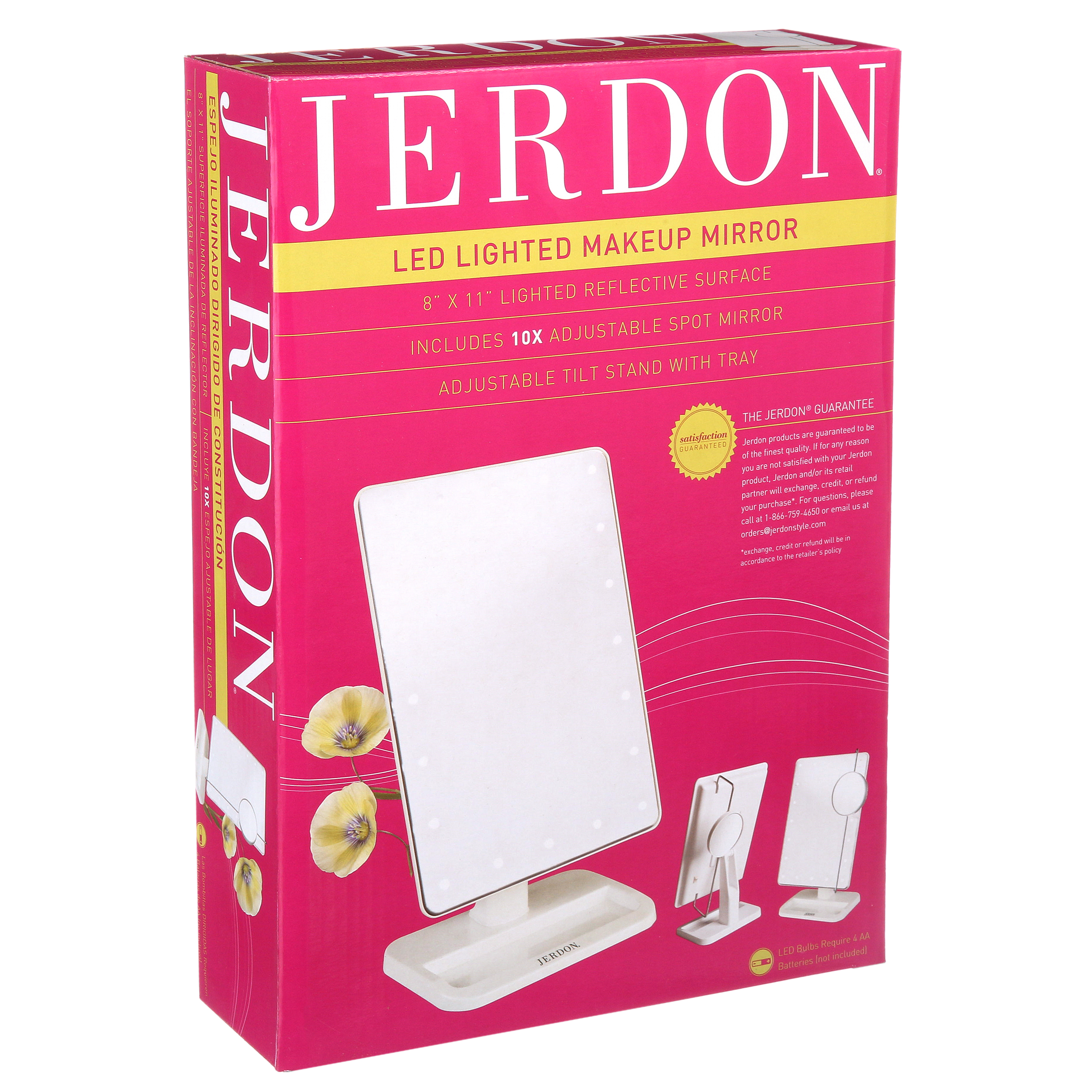 Jerdon Style LED Lighted 10x Adjustable Spot Makeup Mirror, White, JS811W - image 5 of 7