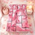 thumbnail image 5 of meiyoeat Pink Marble Patchwork Art Bed Sheets,Abstract Geometric Print Full Size Sheets,4 Pieces1 Flat Sheet, 1 Fitted Sheet and 2 Pillowcases, 5 of 6