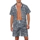 thumbnail image 1 of Camisas impresas de animales Inspire Chic para hombres, conjunto de 2 piezas de verano, camisas hawaianas y pantalones cortos, color gris, 1 of 5