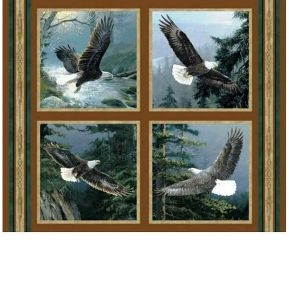 All He Surveys Eagles Pillow Panel Cotton Fabric