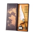 thumbnail image 2 of WWV Vintage Quill Dip Pen Set Glass Feather Pen with 15ml Ink 5 Nibs Brass Base and Letter Opener Calligraphy Writing Gift Set for Women and Men, 2 of 3