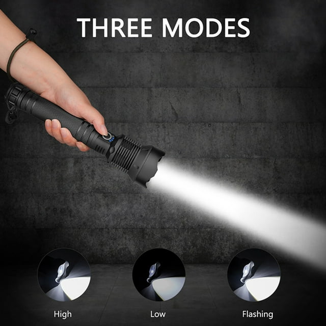 LSLJS XP70 Super Bright LED Heldere Flashlight Rechargeable Usb With Charging Display, Sports, Gym, Workout, Camping, Entraînement Physique, Workout & More Activities