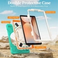 thumbnail image 4 of Funda para Samsung Galaxy Tab A9, Funda Protectora de Silicona Anti-caída + Capa de PC con Asa, Soporte, Correa para el Hombro, Resistente a Golpes, Tres Pruebas, Funda Protectora para Tablet, Verde,, 4 of 10