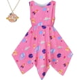 thumbnail image 2 of Vestido de Niña Rosa Espacio Estrella Cohete Planeta Dobladillo Tipo Pañuelo Unicorn 12 Años, 2 of 6