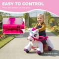 thumbnail image 5 of Qaba 12V Ride on Horse, Battery Powered Ride on Unicorn Toy with Carrot Toy, Comb, Animal Sounds, for Girls Boys Aged 1.5-3 Years Old, 5 of 9