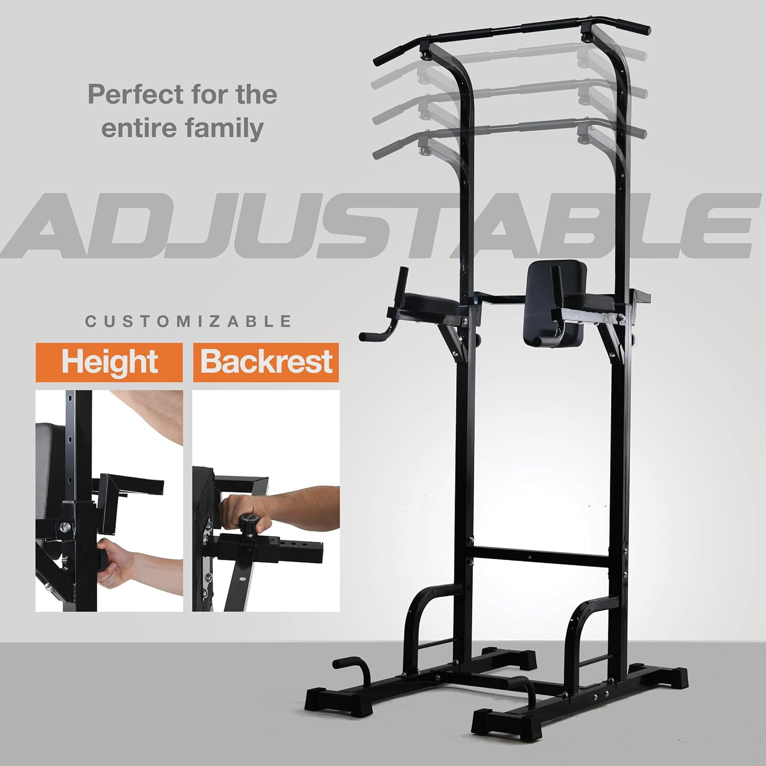 Pull Up Bar Free Standing – Power Tower Dip Station, Adjustable Calisthenics Equipment, 440lbs Capacity, Home Gym Strength Training