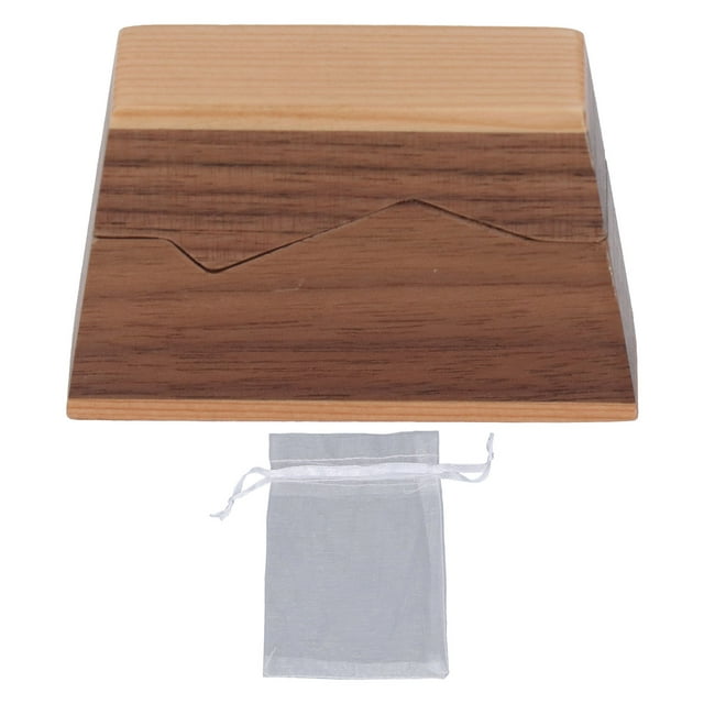 Caja De Anillo De Compromiso Trapezoidal, Caja De Anillo De Madera Súper Pequeña Mano De Obra Fina Nogal Trapezoidal Con Tapa Para Ceremonia De Boda ANGGREK Trapezoid Engagement Ring Box