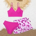 thumbnail image 2 of kpoplk Girls Swimsuit 3PCS Bikini Sets,Adjustable Shoulder Strap Bathing Suits 5-14Y Girls' Swimwear with Cover Up Skirt(Hot Pink,15-16 Y), 2 of 4