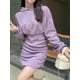 thumbnail image 2 of Vestidos con capucha para mujer, ajustados, deportivos, de otoño, minivestidos lisos con escote en V, ropa de calle americana, sencillos, para uso diario, combinables con todo., 2 of 6