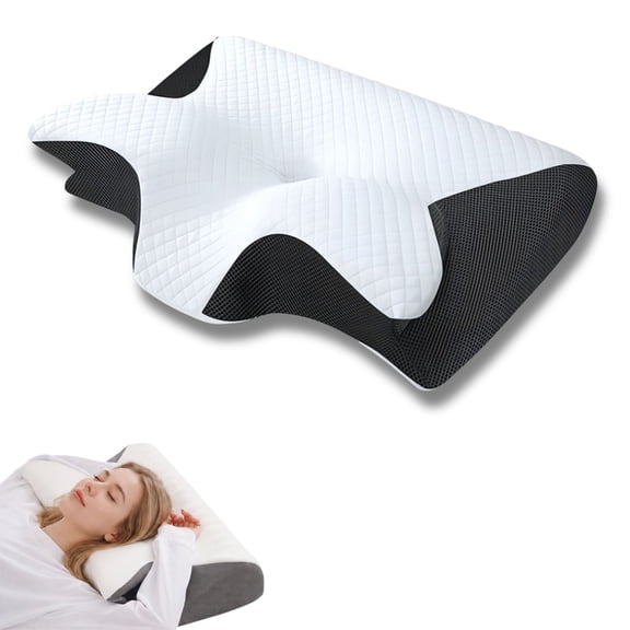 Doreve Cloudfaser Pro Sleep Pillow, Ergonomic Memory Foam Bed Pillow for Side, Back & Stomach Sleepers, Breathable Cooling Neck Support Pillow