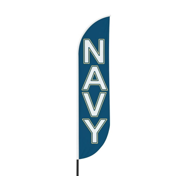 Navy Sign feather flag for Outdoor by Mavis Printing | 11.5 FEET Long Polyester Outdoor Banner Flag for Easy Hang | HD Print Swooper I Flag Only to Advertise Navy | Made in USA I Flag Only