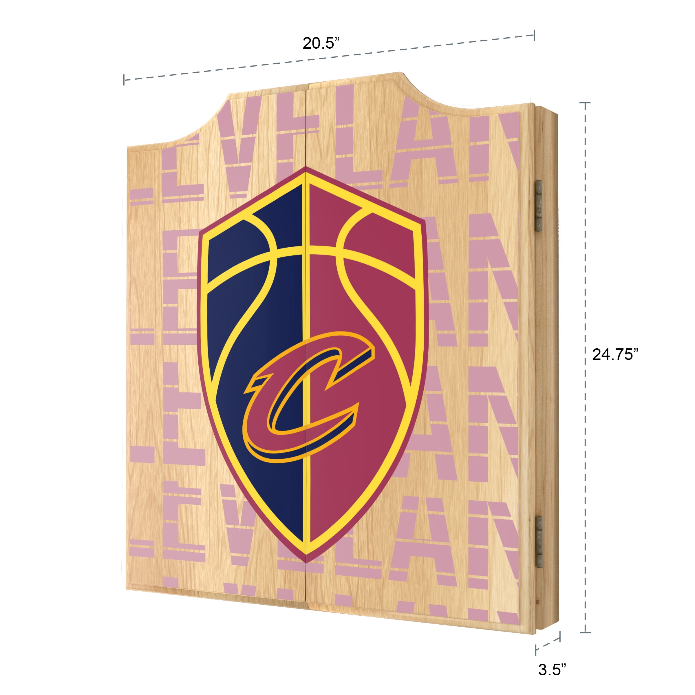 Cleveland Cavaliers City Dart Board Cabinet Set with 6 Steel Tip Darts