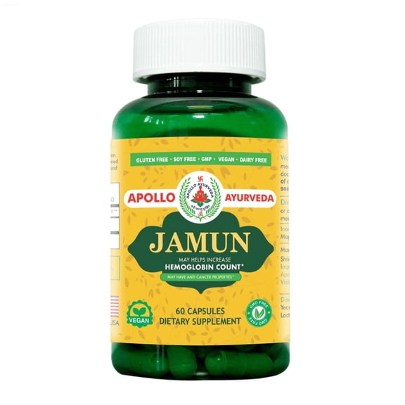 Organic Jamun (Indian Blackberry) Powder herbal capsule | Natural Digestion and metabolic health support | Equivalent 5000 mg - 60 Veg Capsules | Herbal Supplement | Made in USA