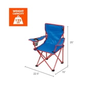 Ozark Trail Quad Camp Chair with Cupholder for Kids, Blue, Child Use