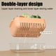 thumbnail image 4 of Cesta de lavado de frutas y verduras de doble capa | Colador de drenaje de plástico con asas | Escurridor de cocina apilable para pasta, ensalada y frutas y verduras | Blanco, beige, naranja, 4 of 6