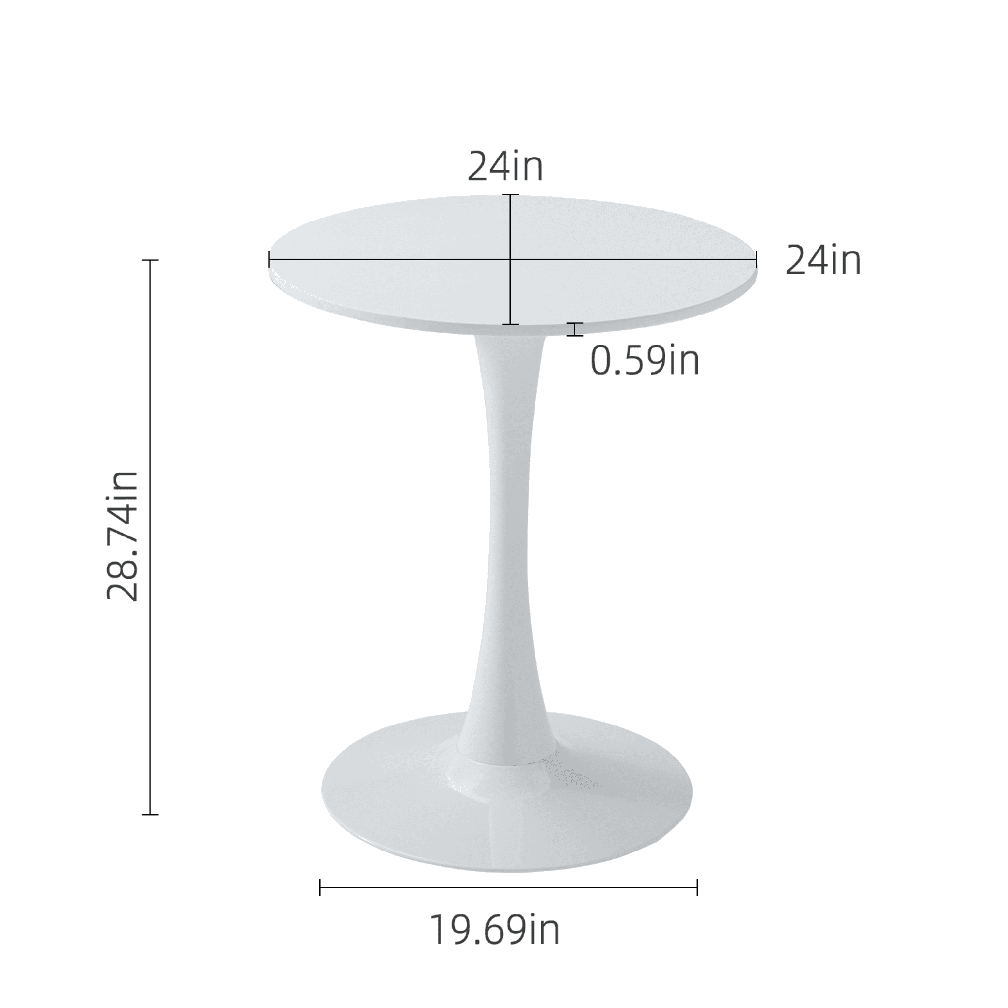 Homy Casa 24" Modern Round Dining Table for 2, Space-Saving Pedestal Kitchen Table for Small Spaces, White