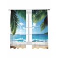 thumbnail image 2 of Sheer Curtains 72 Inches Long, Coastal Ocean Light Filtering Window Curtains for Living Room, Sandy Beach Coconut Tree Blue Sky Scenery Rod Pocket Voile Sheer Curtain Drapes, 52"W x 72"L, 2 Panels, 2 of 8