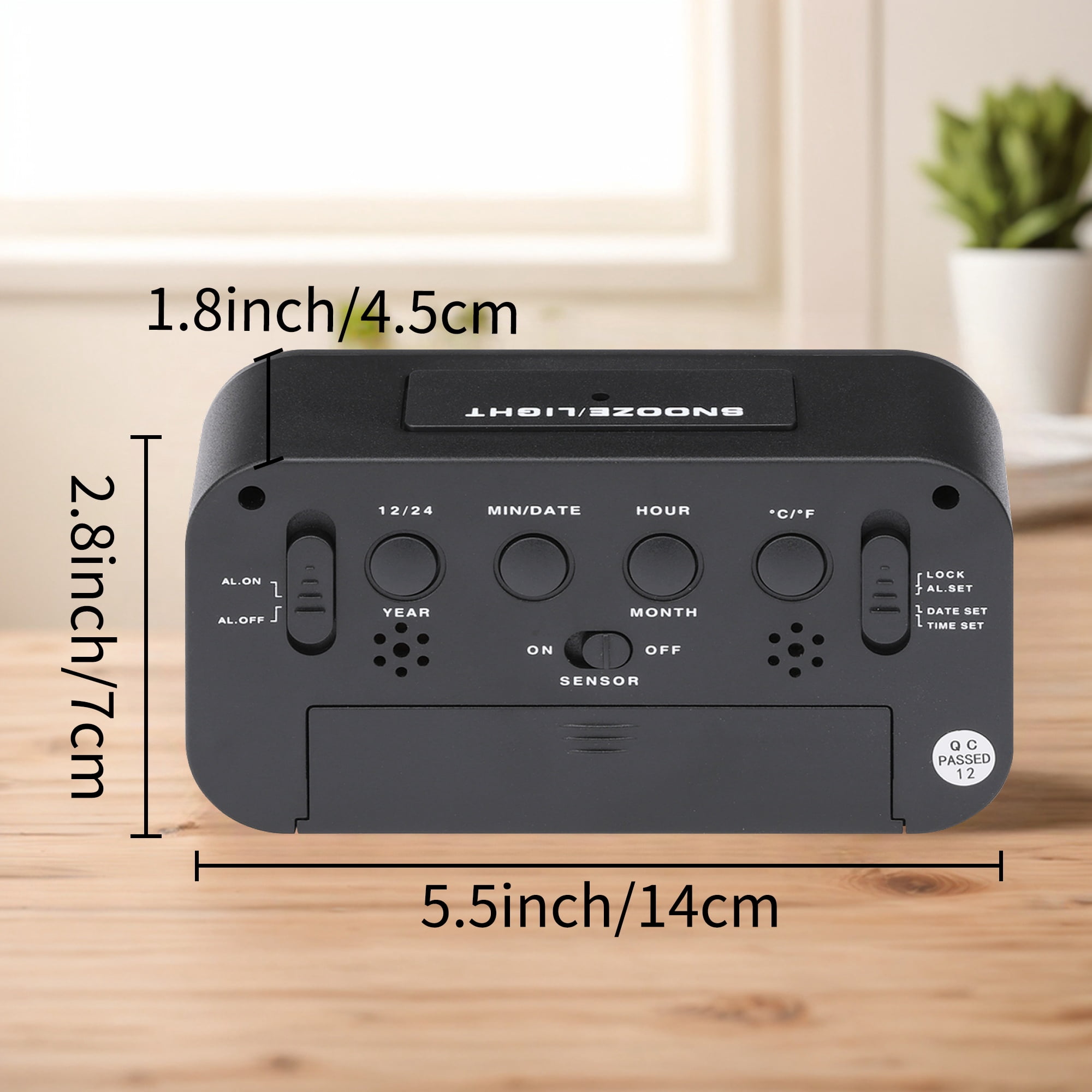 Unique Bargains 2 Pcs Small Digital Alarm Clock 5.5 x 2.8 x 1.8 in Black/Green