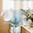 thumbnail image 3 of No Hook Shower Curtain, Spring Floral Shower Curtains for Bathroom with See Through Top Window, Vintage Tulips Flower Butterfly Retro Wood Blue Waterproof & Washable Bath Curtain Small Stall 36"x78", 3 of 9