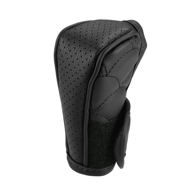 Funda para pomo de palanca de cambios de coche con diseño transpirable, universal, para interior de vehículo, accesorios de ajuste, piel sintética decorativa, color negro