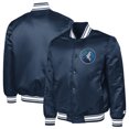 thumbnail image 3 of Men's Starter Navy Minnesota Timberwolves Printed Team Logo Satin Varsity Full-Snap Jacket, 3 of 3