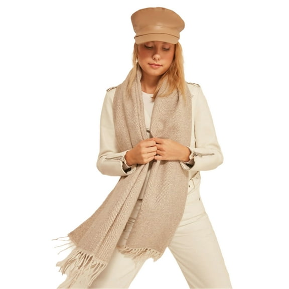 Women's Thick Shoulder Shawl, Scarf with Soft Textured Tassels For Fall & Winter