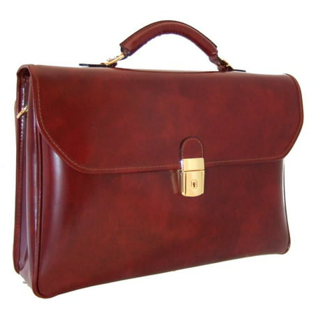 Pratesi Italian Cow Leather Extended Compartment Briefcase for Mens