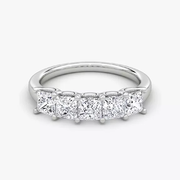 2Ct Princess Cut Lab Created Diamond Women's Promise Band Ring 14k White Gold Plated