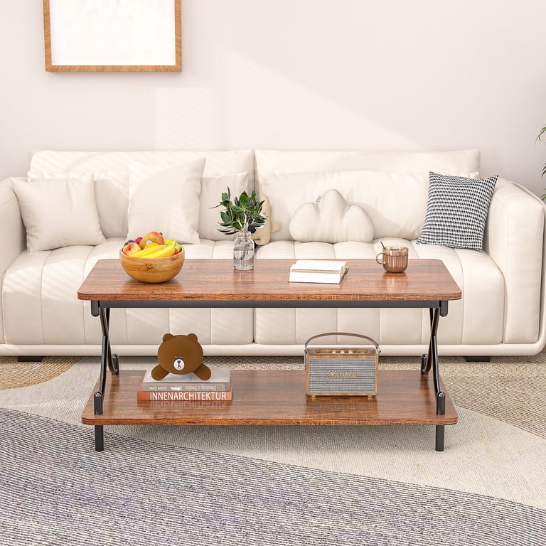 【VERCCHlO】ヴェルッキオ ローテーブル VECELO Wooden Multi-Purpose Coffee Table with Storage Shelf, X