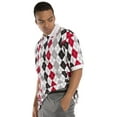 thumbnail image 4 of Vibes Men's Multi color Argyle Printed Pique Polo Shirts Relax Fit Short Sleeve, 4 of 4