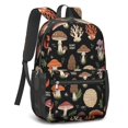 thumbnail image 2 of Mushroom and Lobster Black Pattern 17" School Backpacks for Teens,Waterproof Oxford Fabric,S-Shape Padded Straps for School,Travel,Hiking,Camping, 2 of 6