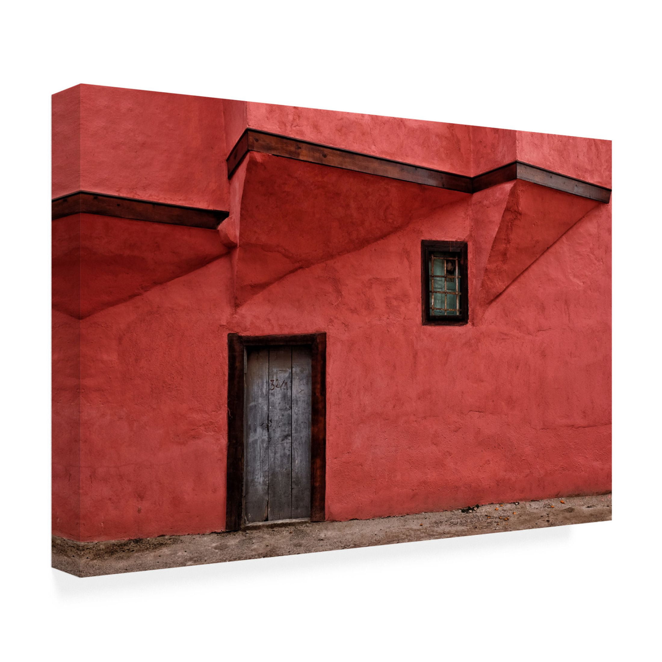 Canvas Wall Art - Ali Ayer 'Red Façade' Wall Art for Living Room, Bedroom, or Office Décor by Trademark Fine Art - 32 x 22 Inches