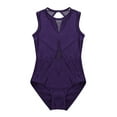 thumbnail image 3 of YONGHS Kids Girls Mesh Splice Ballet Dance Gymnastics Leotard Tops Athletic Bodysuit 3-12 Purple 8-10, 3 of 7