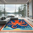 thumbnail image 2 of ODIKA 8'x10' Ultra-Soft Area Rug, Octopus Koi Cartoon Pirate Tentacle Nautical Creature Bathroom None Washable, Bare feet friendly, Silk-Touch for Bedroom, Under Sectional, 2 of 7