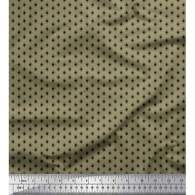 Soimoi Velvet Fabric Dots & Diamond Shirting Print Fabric by Yard 58 Inch Wide