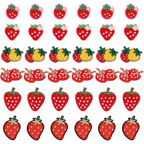36 parches termoadhesivos de fresa para coser o planchar, 6 estilos, bonitos parches bordados rojos, parches de costura decorativos.