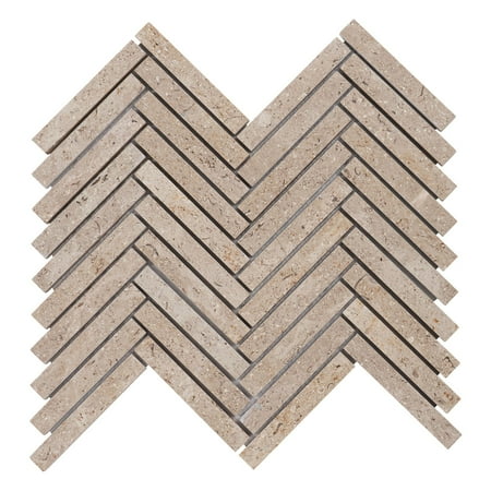 Modket TDH387NS Beige Sand Sina Pearl Marble Stone Herringbone Mosaic Tile Kitchen Backsplash