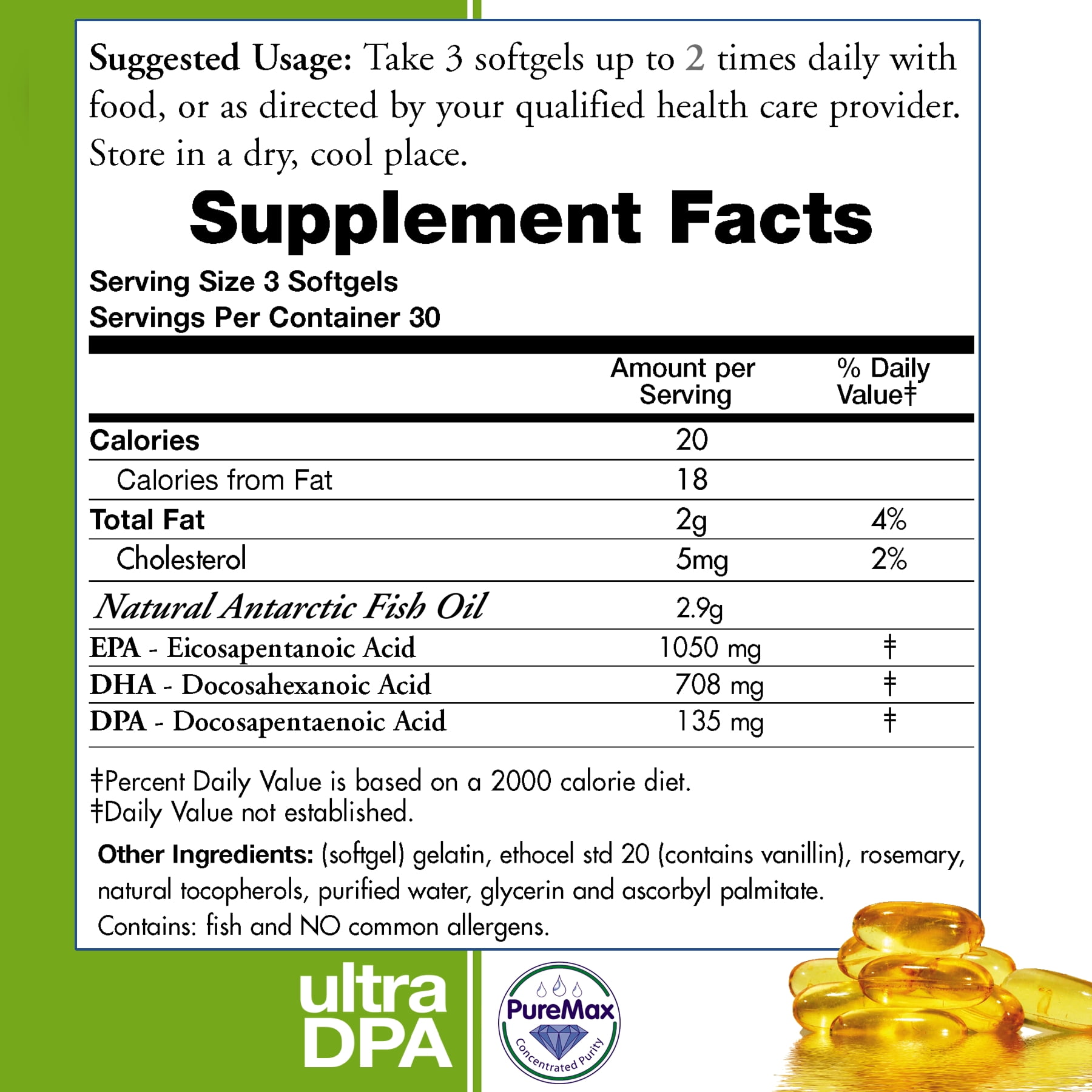 Wild Caught Fish Oil Supplements, Omega-3 DPA-EPA-DHA, 2,900 mg 