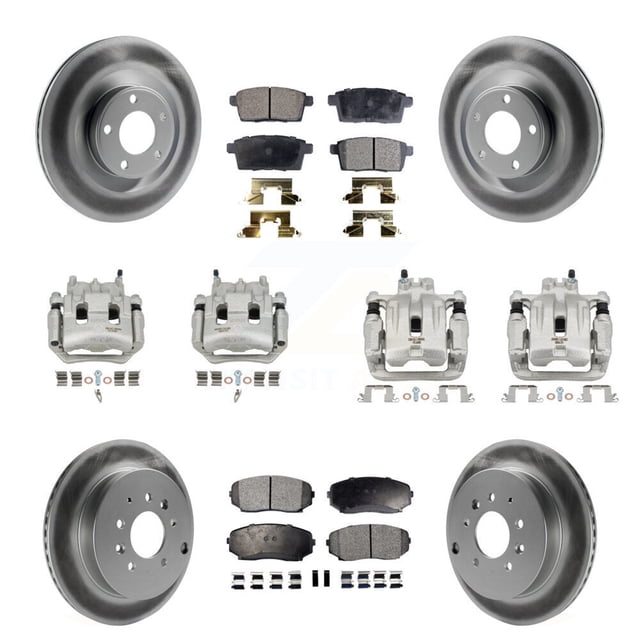Transit Auto Front Rear Disc Brake Caliper Coated Rotors and Semi-Metallic Pads Kit (10Pc) for Car Ford Edge Lincoln MKX KCG-101074P