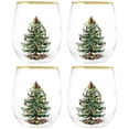 thumbnail image 2 of Christmas tree 19-ounce stemless wine glass, 4 sets, 22-carat rim design, perfect for drinking wine, whisky or juice. Multi-functional wine glass set, wine glass set., 2 of 7