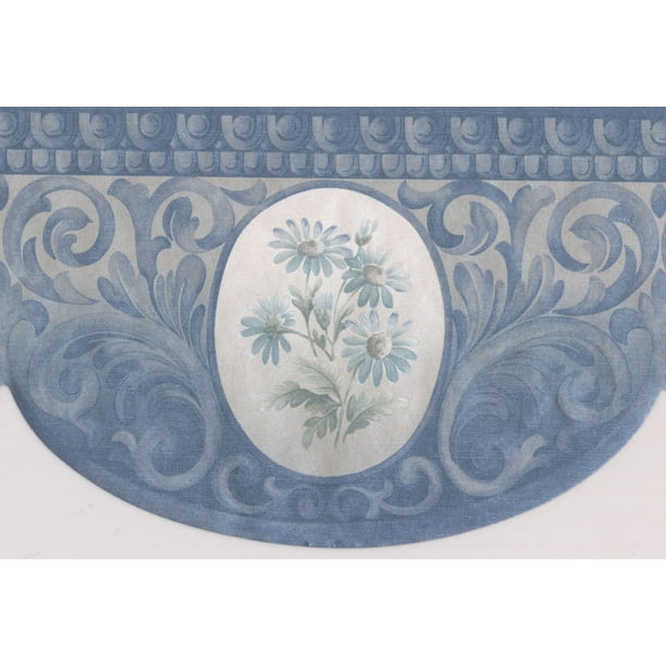 Wallpaper Border Crown Molding Style Blue Flowers and Vines Victorian