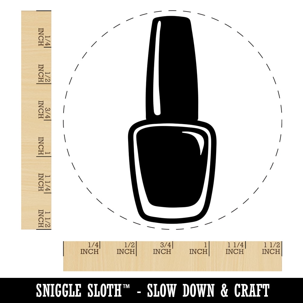 Cute Nail Polish Self-Inking Rubber Stamp Ink Stamper - Black Ink - Large 1-1/2 Inch
