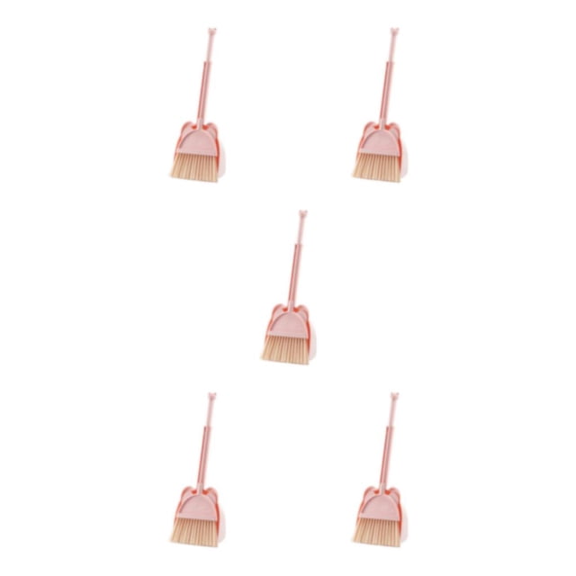 kurtrusly Sturdy And Durable Broom With Dustpan For Effortless Sweeping Convenient Placement Broom And Dustpan pink 5Set