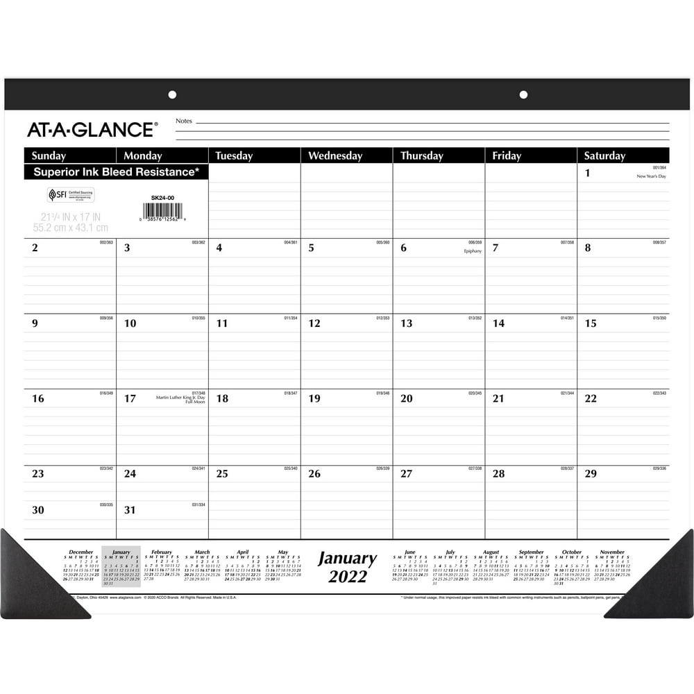 ATAGLANCE 2022 Monthly Desk Pad Calendar, Large, 21.75" x 17