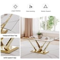 thumbnail image 3 of 63" rectangele Glass Dining Table Sets for 6,Modern Dining Table with Golden base and 6 Golden Leg PU Chairs Room Set for Kitchen Dining Room,Living room,Glass table and Black Chairs, 3 of 8