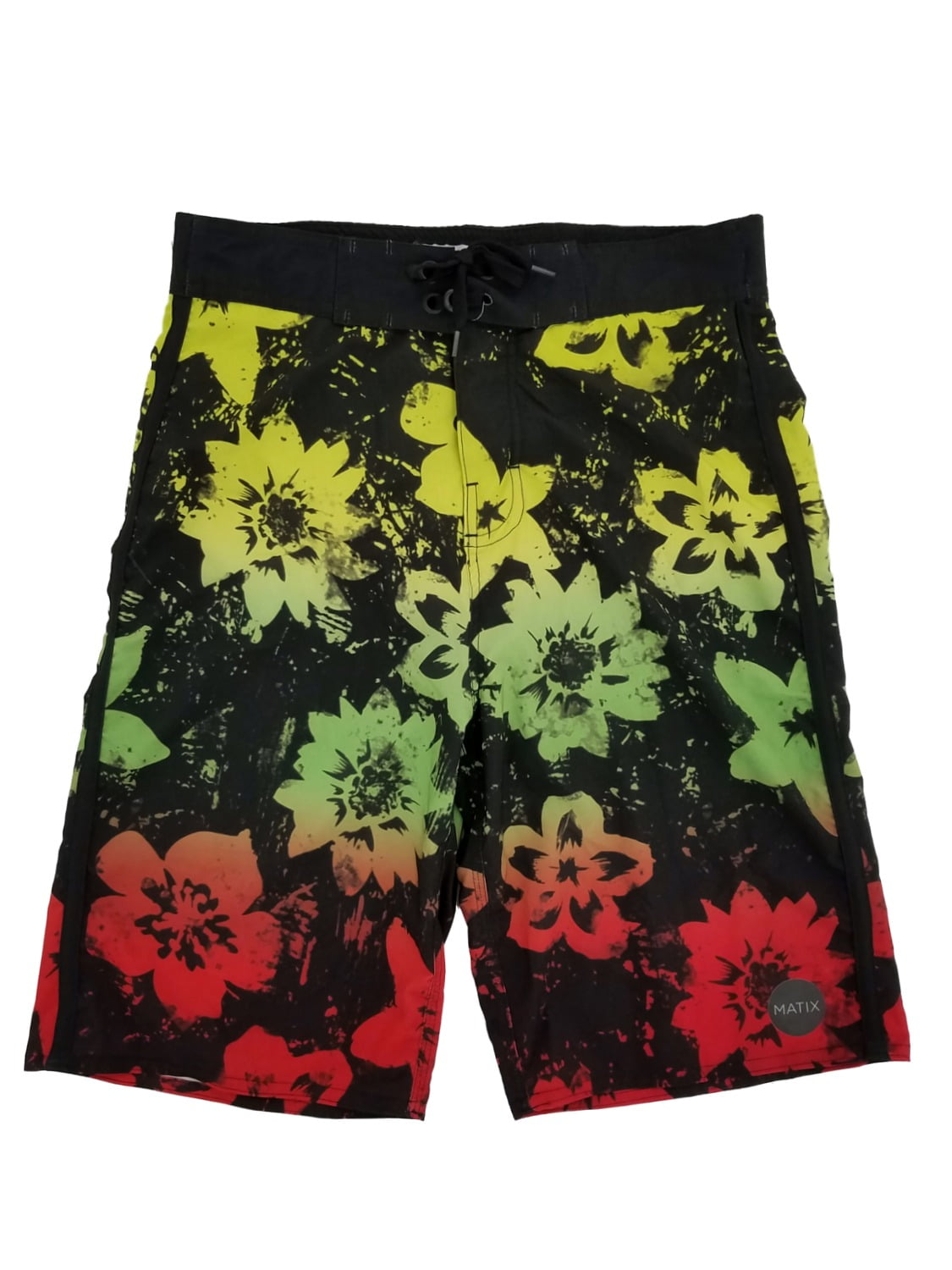 MATIX Boys Black Tropical Hawaiian Surf Shorts Swim Trunks Board