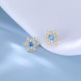 thumbnail image 4 of Solid 925 Sterling Silver Sparkling Blue Crystal Snowflake Earrings Stud for Women Teens Pretty Snowflake Stud Earrings, 4 of 13