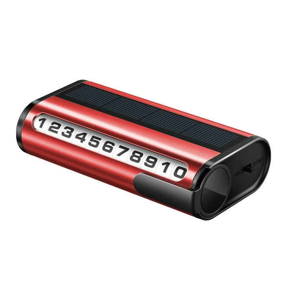 Pnellth Parking Number Plate Solar Scroll Wheel Adjustment Glow-in-the-dark Car Styling Temporary Parking Card for Vehicle Red