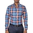 thumbnail image 1 of Camisa Hombre Casual Cuadros Azul, Naranja, Marino Platino, 1 of 6