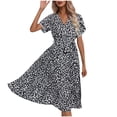 thumbnail image 2 of Zorckvet Floral Print Dresses for Women Long Trendy Tunic V Neck Fashion Flowy Womens Dress Short Sleeve, 2 of 8